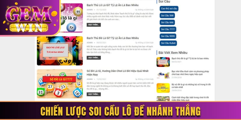 Chiến lược soi cầu lô đề nhánh thắng
